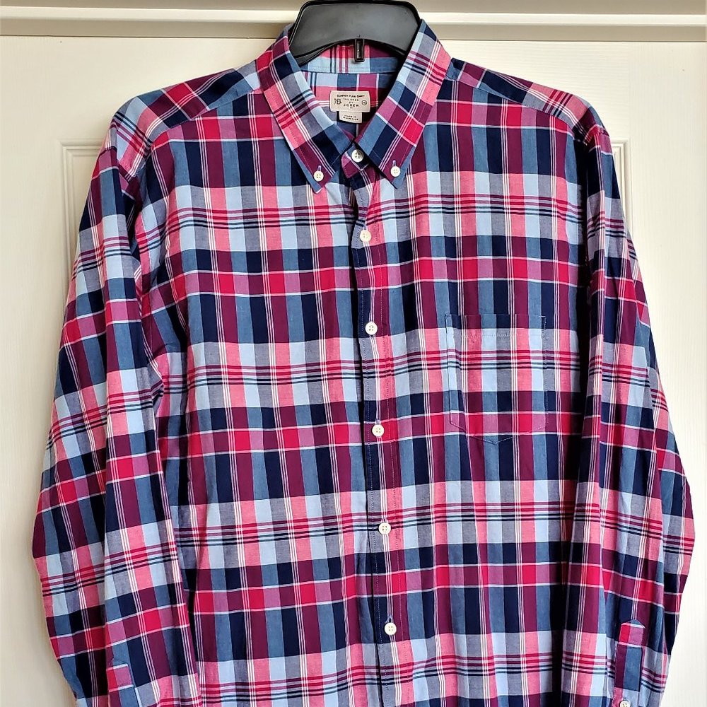 J Crew Red/Blue Plaid Button Down Collar 100% Cotton Long Sleeve Shirt (XL)